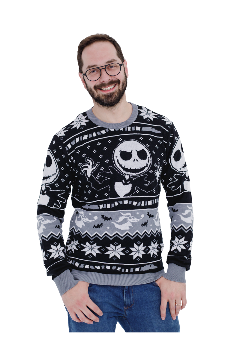 Nightmare Before Christmas Holiday Sweater, Main, color, Jack Skellington Black