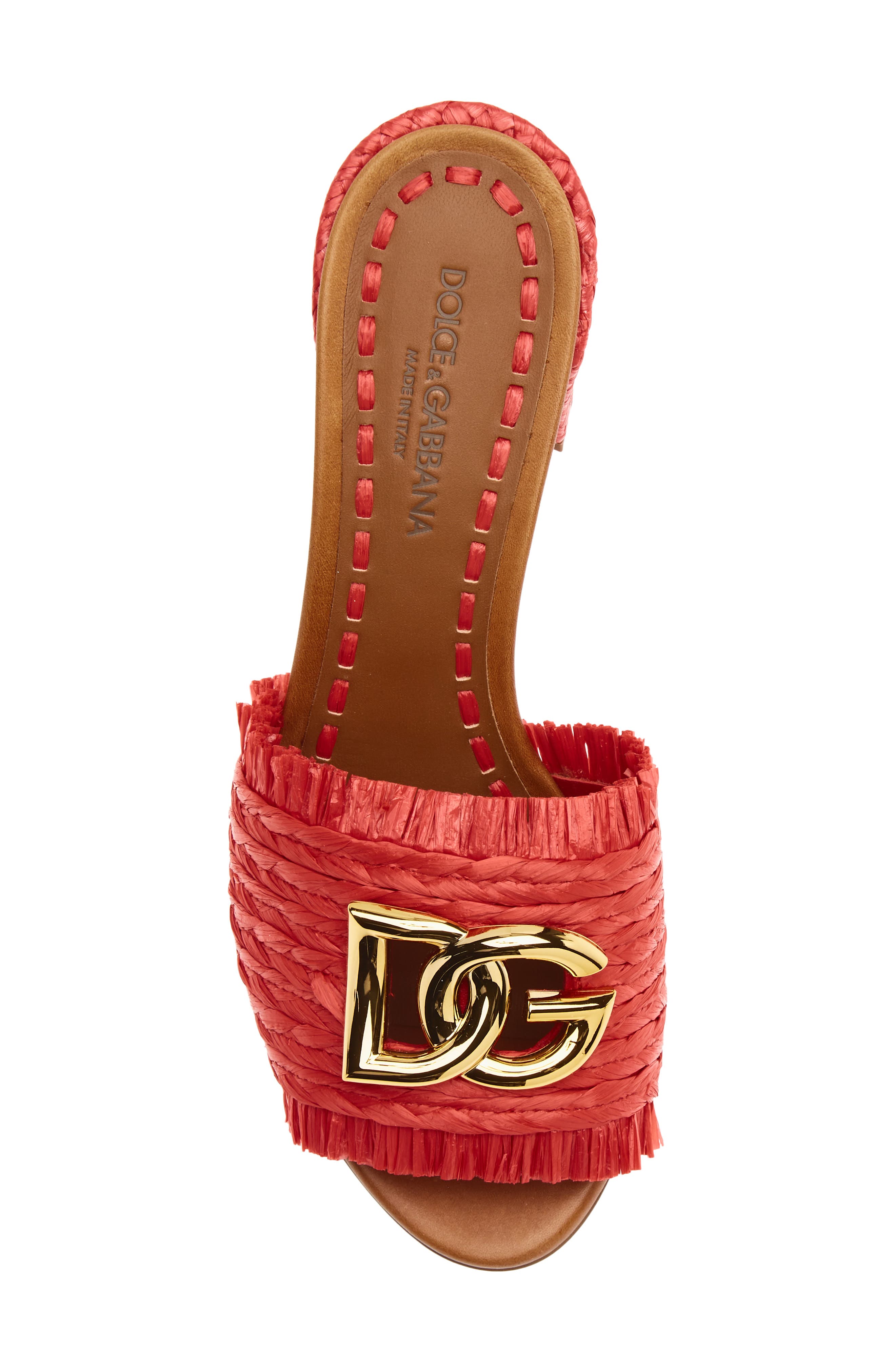 Raffia Fringe Slide Sandal, Alternate, color, 8L302 ROSSO/ SABBIA