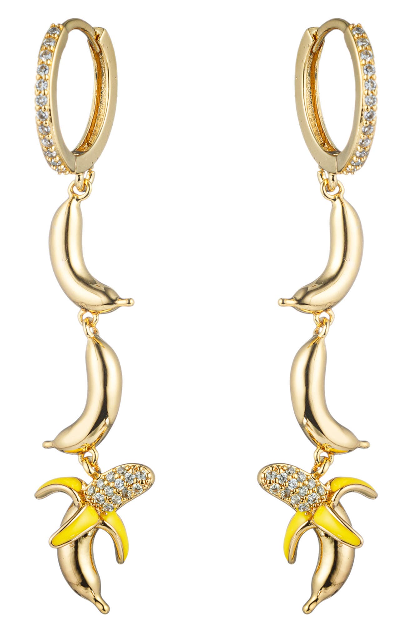 EYE CANDY LOS ANGELES Shirin Banana Cubic Zirconia Linear Drop Earrings