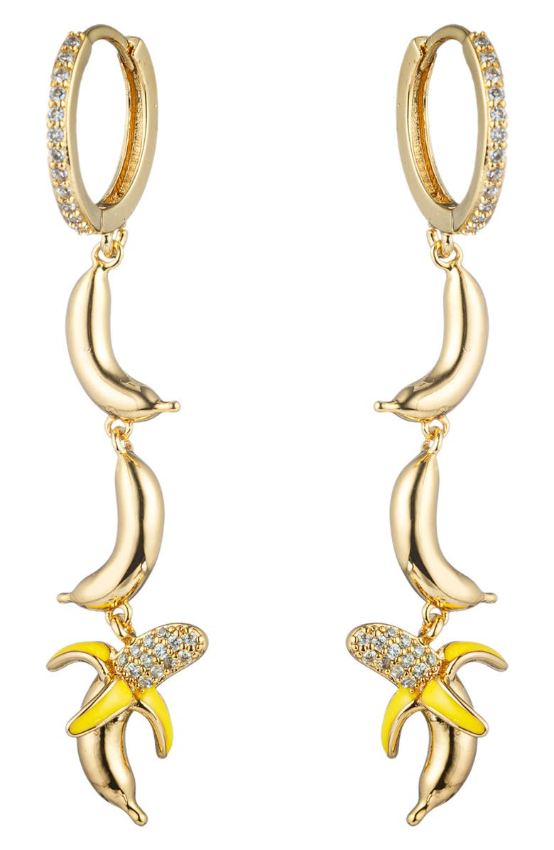 EYE CANDY LOS ANGELES Shirin Banana Cubic Zirconia Linear Drop Earrings, Main, color, 