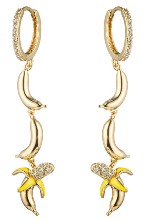 Shirin Banana Cubic Zirconia Linear Drop Earrings