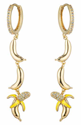 Shirin Banana Cubic Zirconia Linear Drop Earrings