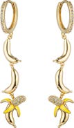 EYE CANDY LOS ANGELES Shirin Banana Cubic Zirconia Linear Drop Earrings