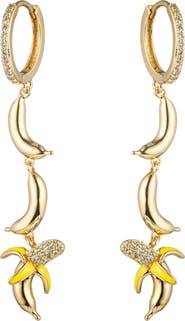 EYE CANDY LOS ANGELES Shirin Banana Cubic Zirconia Linear Drop Earrings