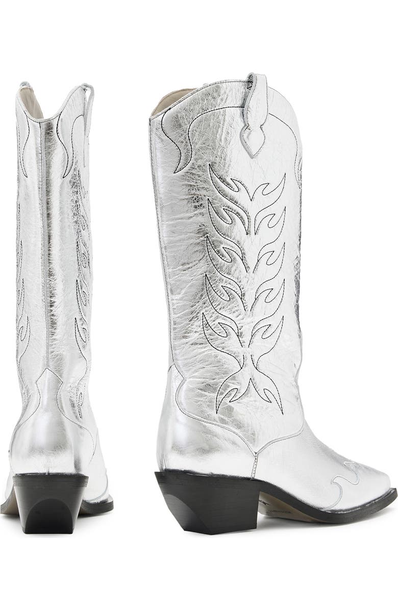 AllSaints Dolly Cowboy Boot, Alternate, color, Silver