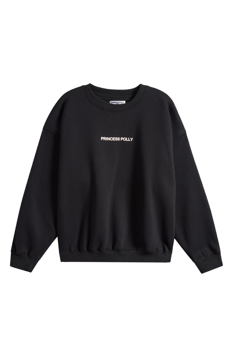 Princess Polly BRANDED CREWNEC, Main, color, Black