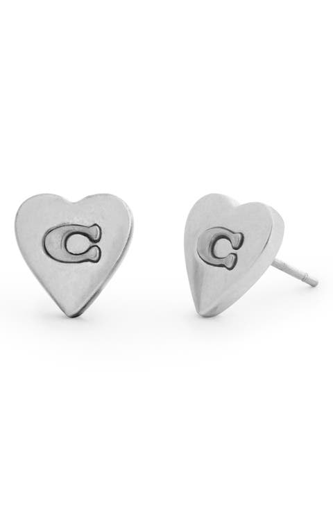 C Heart Stud Earrings