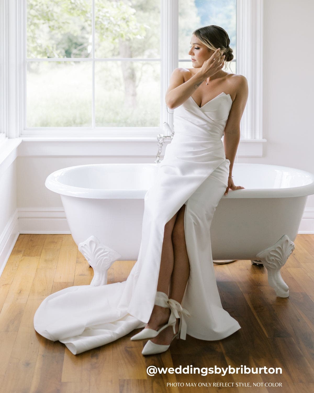 Kailee P Farah Satin Pointy Toe Kitten Low Heel with Wrapped Satin Ribbon Tie, Alternate, color, White