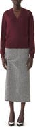 Lanvin V-Neck Merino Sweater With Grosgrain Detail