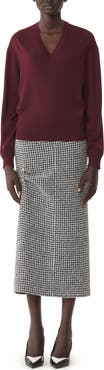 Lanvin V-Neck Merino Sweater With Grosgrain Detail
