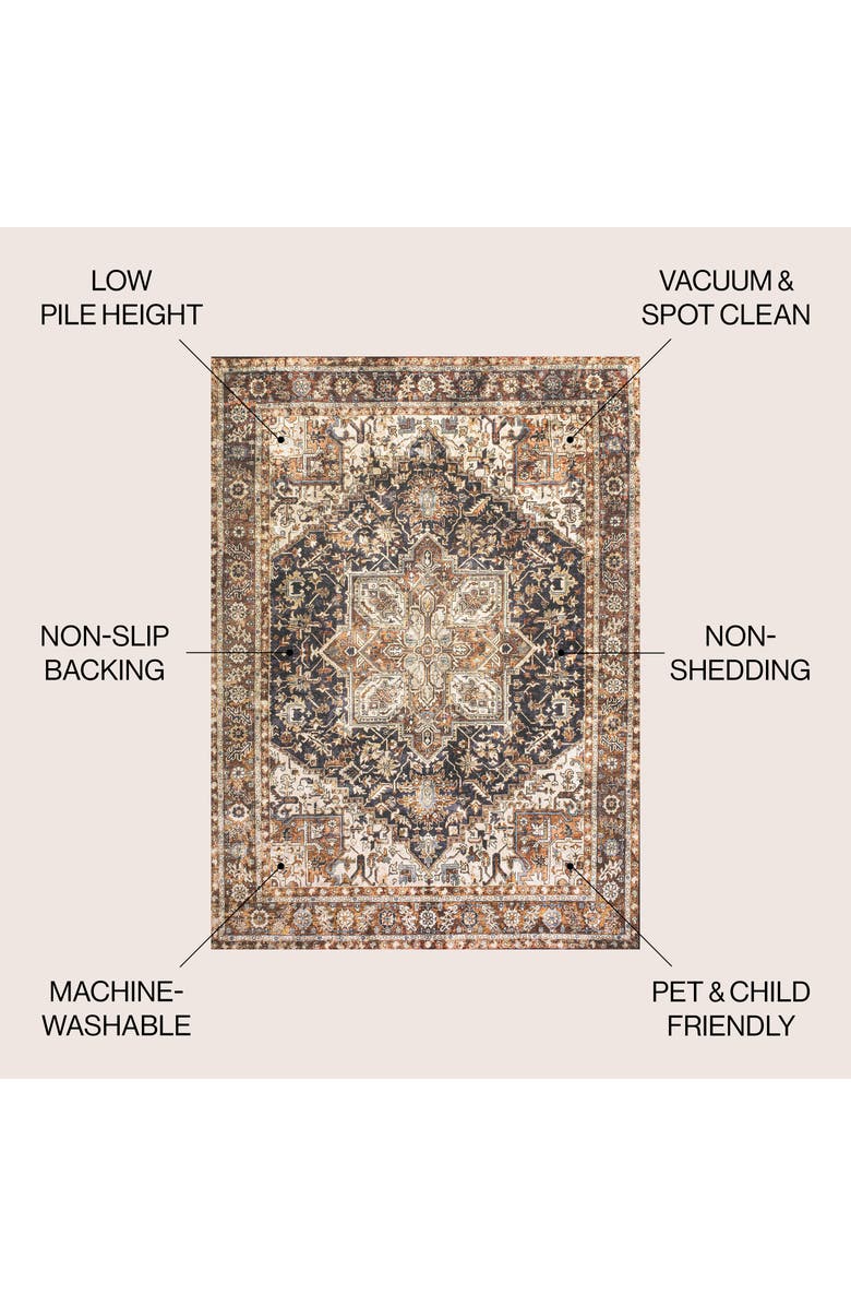 JONATHAN Y Chapell Chenille Traditional Medallion Machine-Washable Area Rug, Alternate, color, Black/Terra