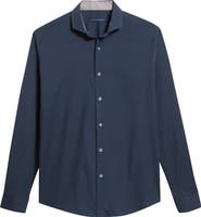Stone Rose Nova Legacy Solid Navy Stretch Cotton Blend Button-Up Shirt