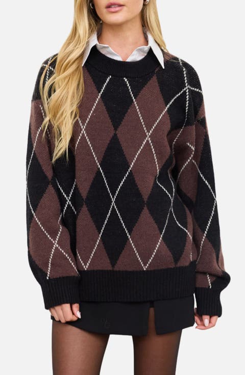Oversized Argyle Sweater