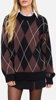 Blu Pepper Oversized Argyle Sweater