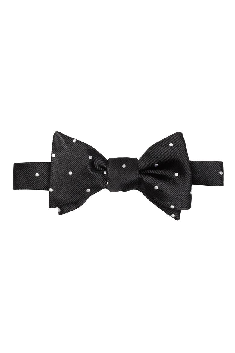 Dot Silk Bow Tie, Main, color, BLACK