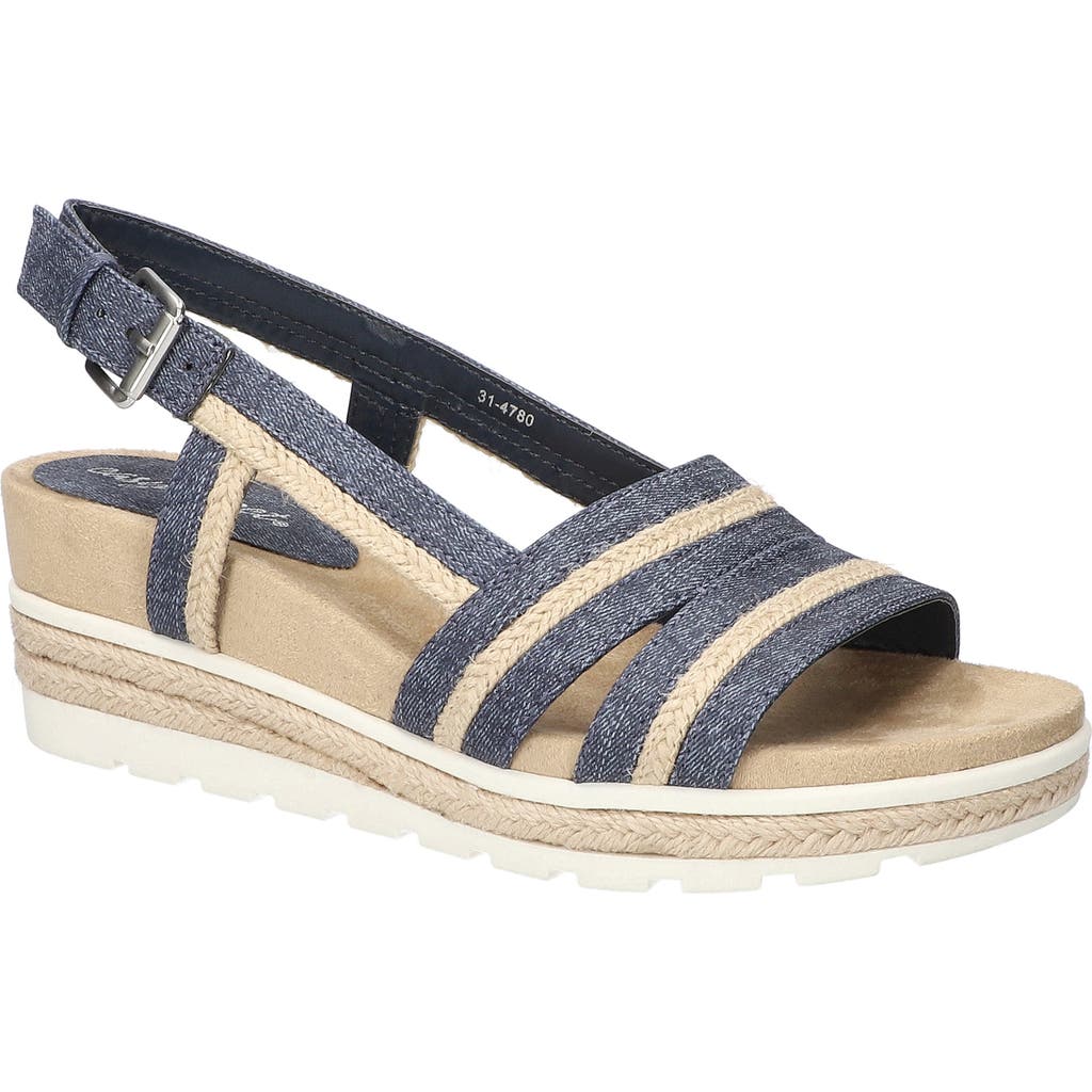 Easy Street Mel Espadrille Slingback Platform Wedge Sandal In Jeans