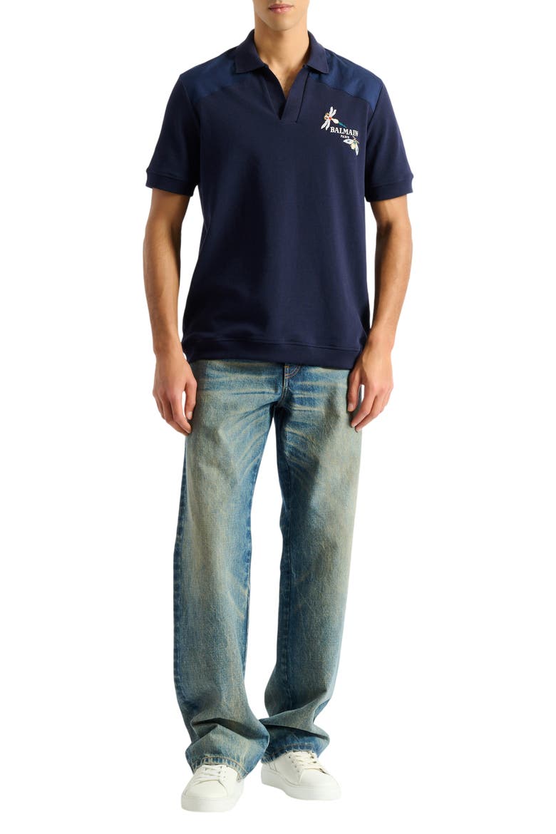 Embroidered Balmain Insect polo, Alternate, color, blue