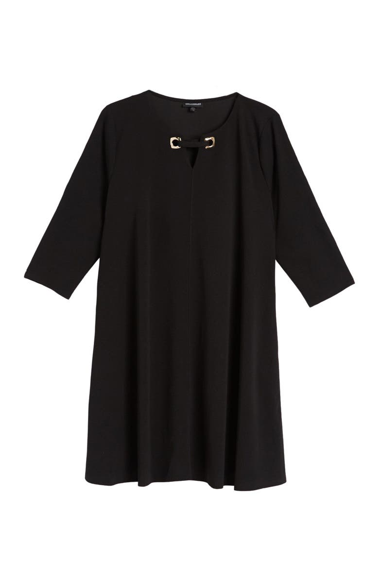 Nina Leonard Grommet Trim Three-Quarter Sleeve Dress, Main, color, 