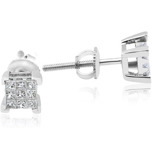 Bliss Diamond 1/3ct Diamond Princess Cut Screw Back Studs Womens Earrings 10k Gold 5.5mm In Gold