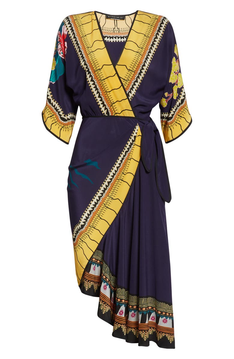 Etro Print Faux Wrap Silk Dress, Alternate, color, 