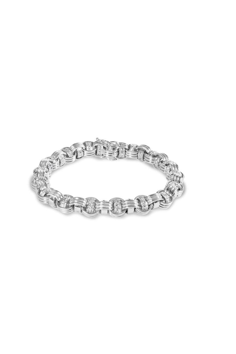 14K White Gold 1/2 Cttw Diamond Knotted Byzantine Link Bracelet, Main, color, White