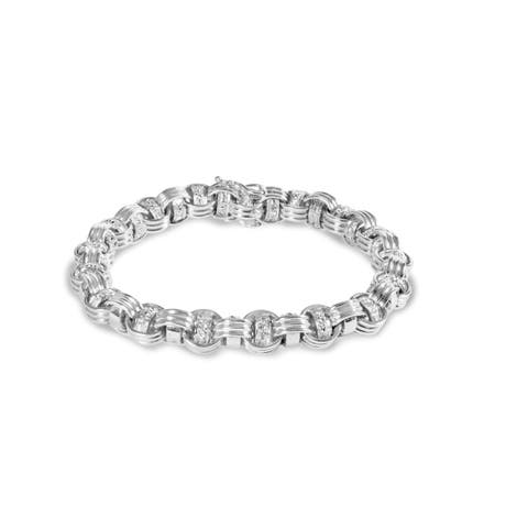 14K White Gold 1/2 Cttw Diamond Knotted Byzantine Link Bracelet