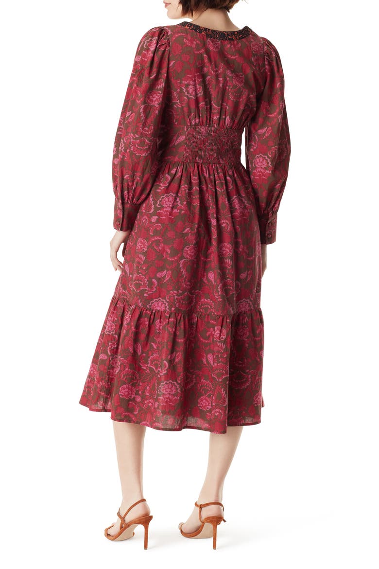 Ramsey Print Long Sleeve Midi Dress, Alternate, color, DOWNTOWN BROWN - FOLD STAMP