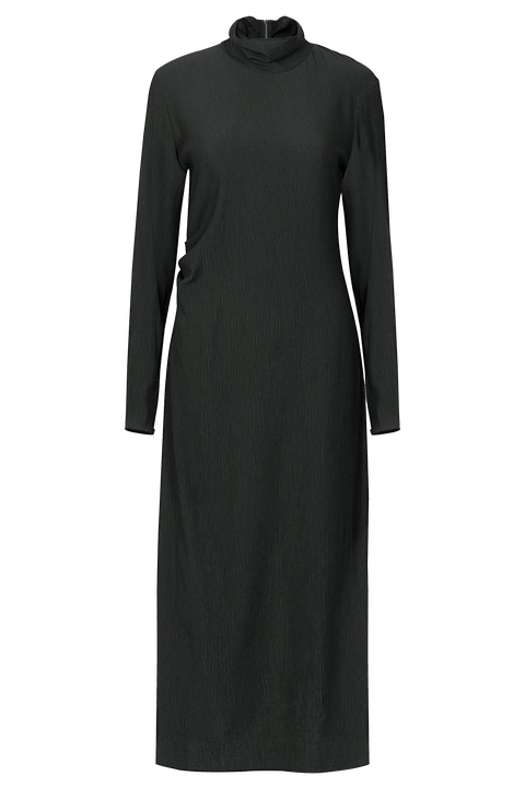 Aurora Crinkle Fabric Funnel Neck Midi Dress