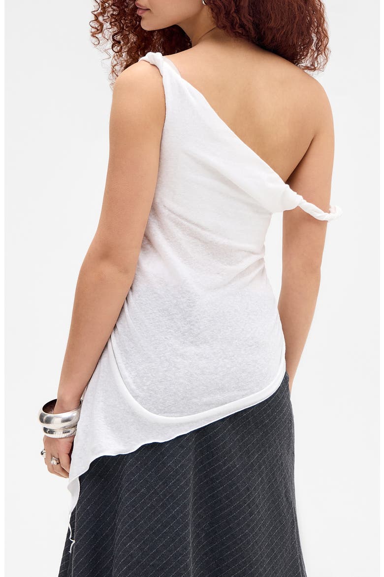 Peggy Asymmetric One-Shoulder Cotton Blend Knit Top, Alternate, color, WHITE
