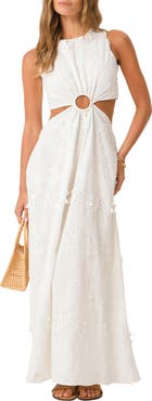 PQ SWIM Tavi Eyelet Sleeveless Cover-Up Maxi Dress