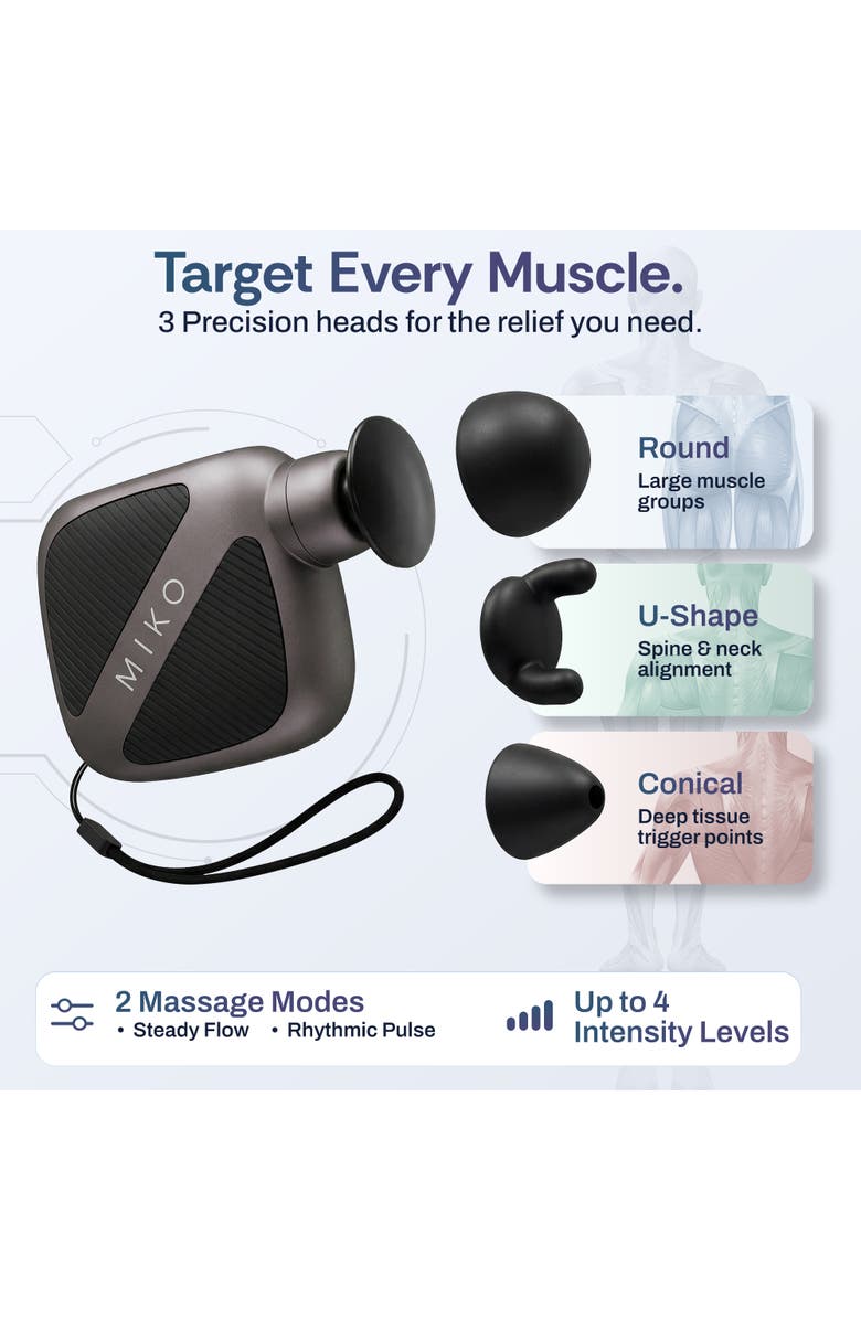 MIKO Pulse Go Pocket Massage Gun for Targeted Muscle Relief, Alternate, color, Black