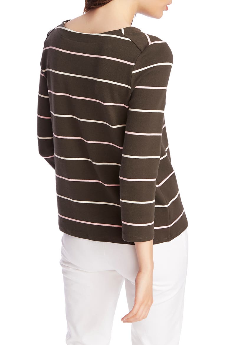 Volley Stripe Knit Top, Alternate, color, OLIVE FERN