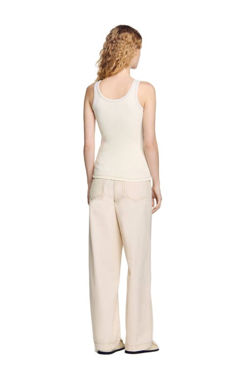 Sandro Safari Lace-up Tank Top In Ecru