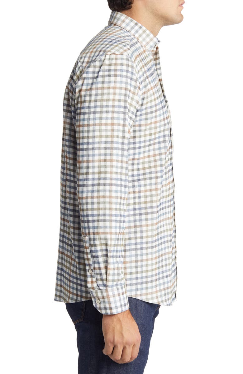 Johnston & Murphy Men's Plaid Corduroy Button-Up Shirt, Alternate, color, Ivory