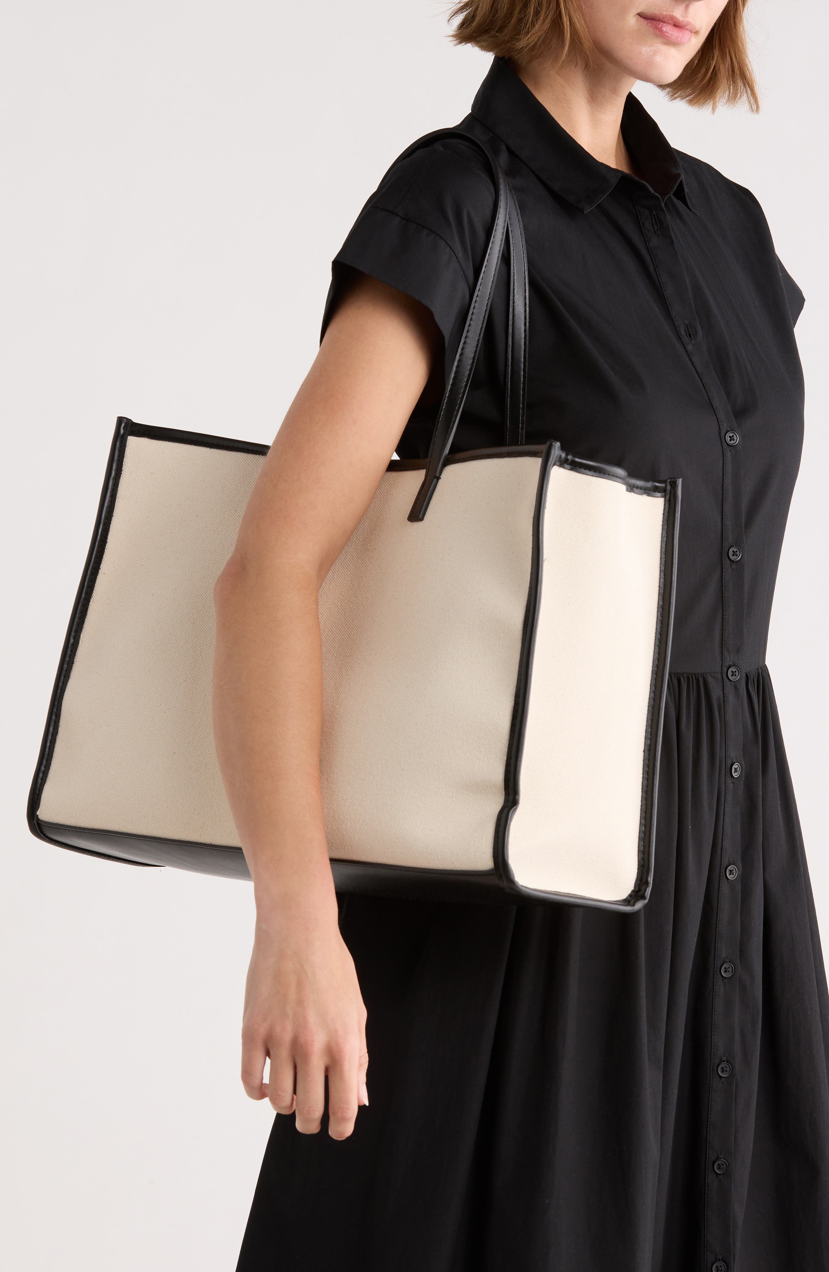 Canvas Tote Bag, Alternate, color, NATURAL BLACK