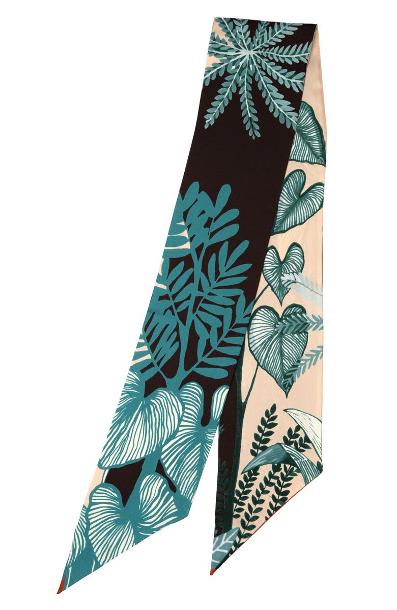 Elizabetta Tropical - Skinny Silk Scarf, Alternate, color, Green