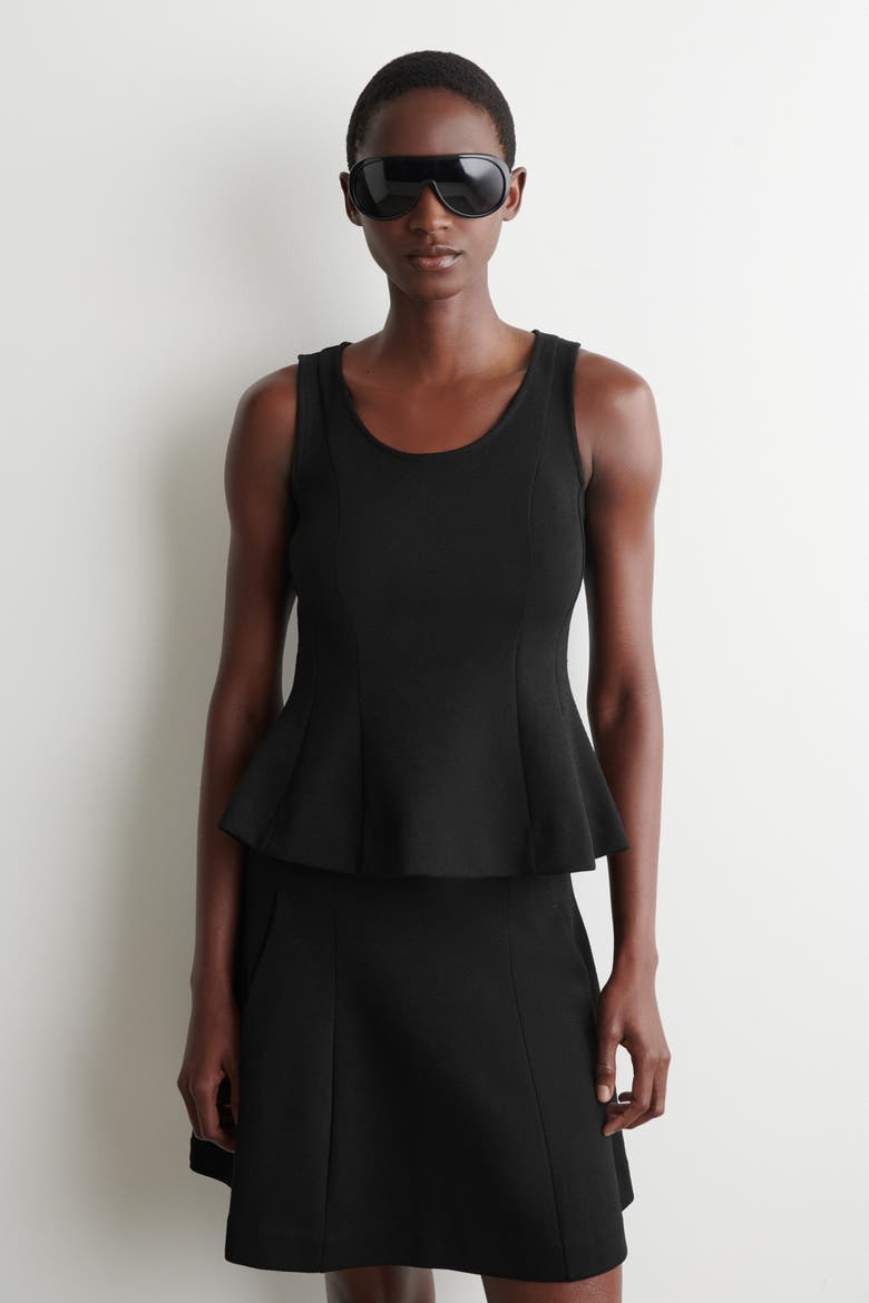 Sculpted Paneled Jersey Top, Main, color, BLACK