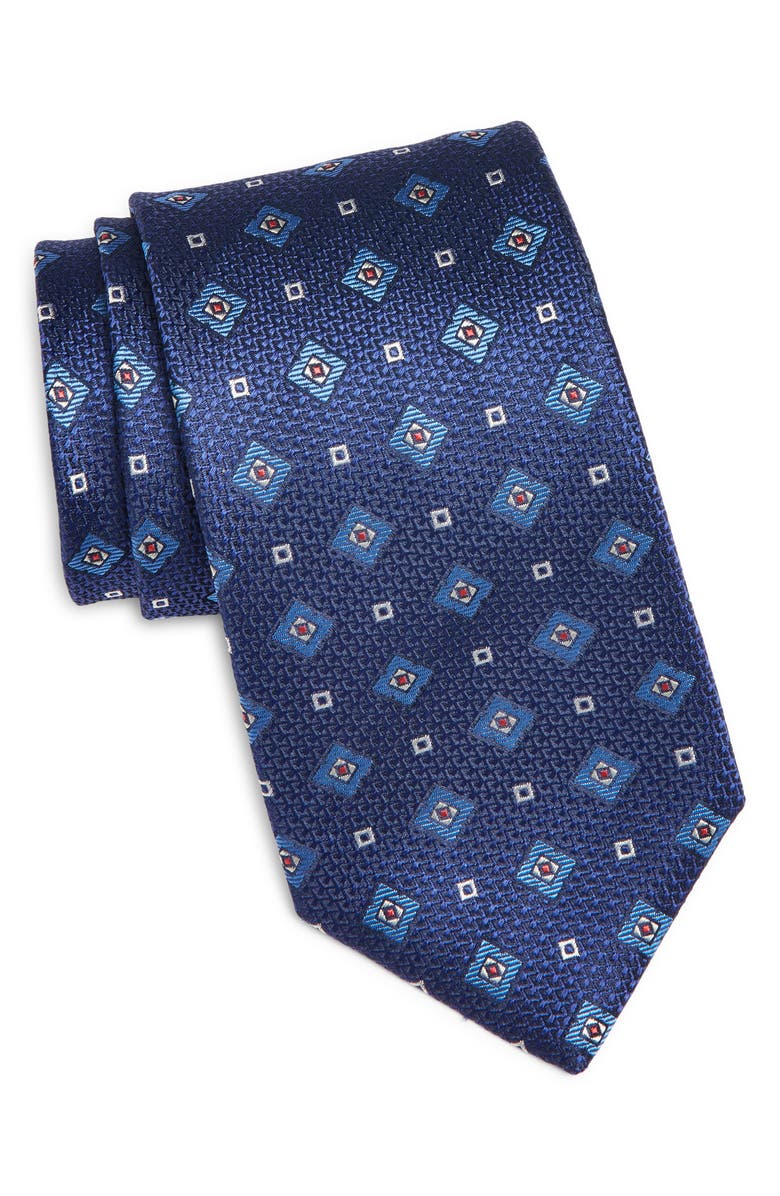 Canali Medallion Silk Tie, Main, color, Dark Blue