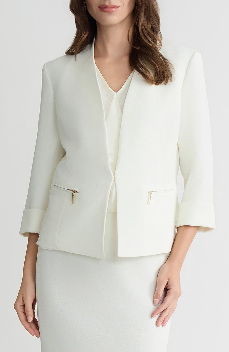 KASPER Collarless Zip Pocket Blazer, Main, color, 