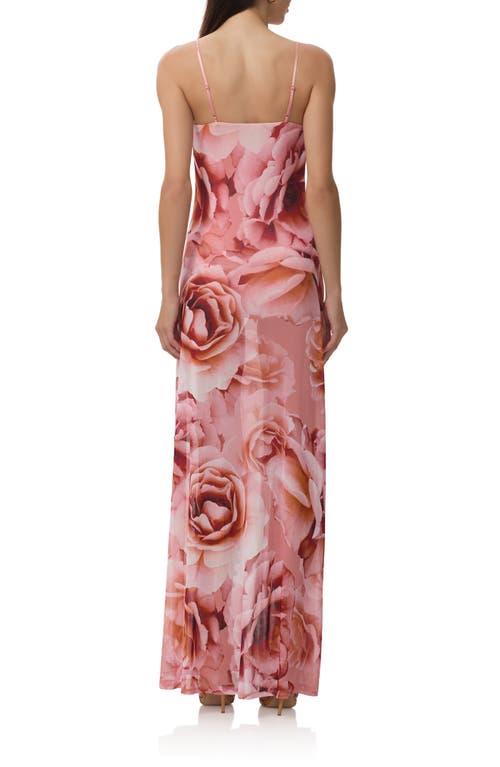 Afrm Shea Sheer Mesh Bodysuit Maxi Dress In Pink