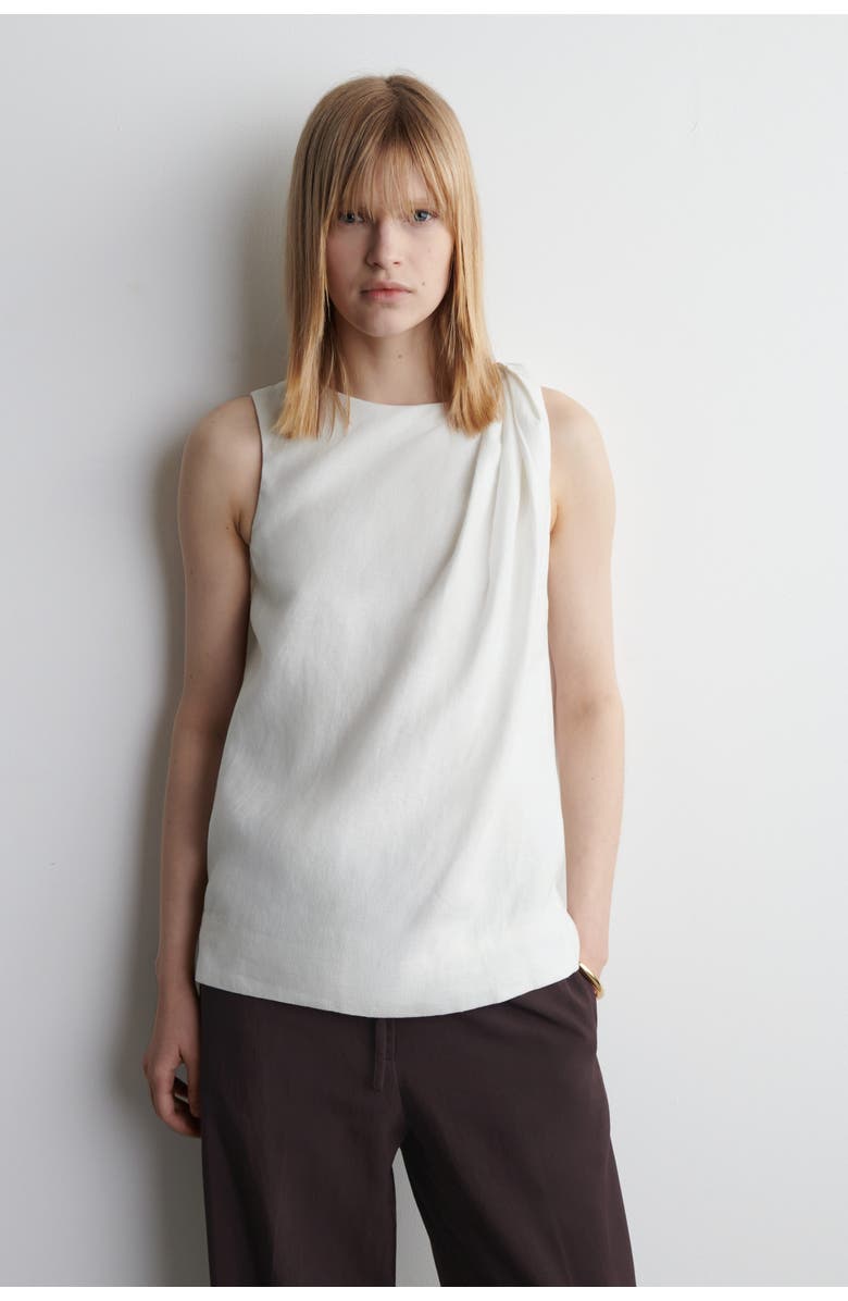 COS Twisted-Detail Linen Top, Main, color, White