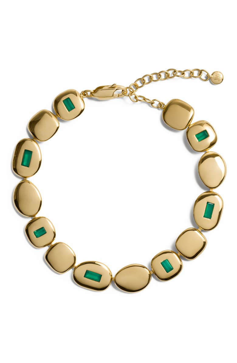 Monica Vinader Mosaic Green Onyx Disc Bracelet, Main, color, 