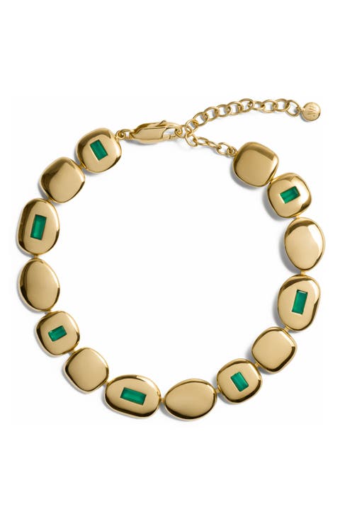 Mosaic Green Onyx Disc Bracelet
