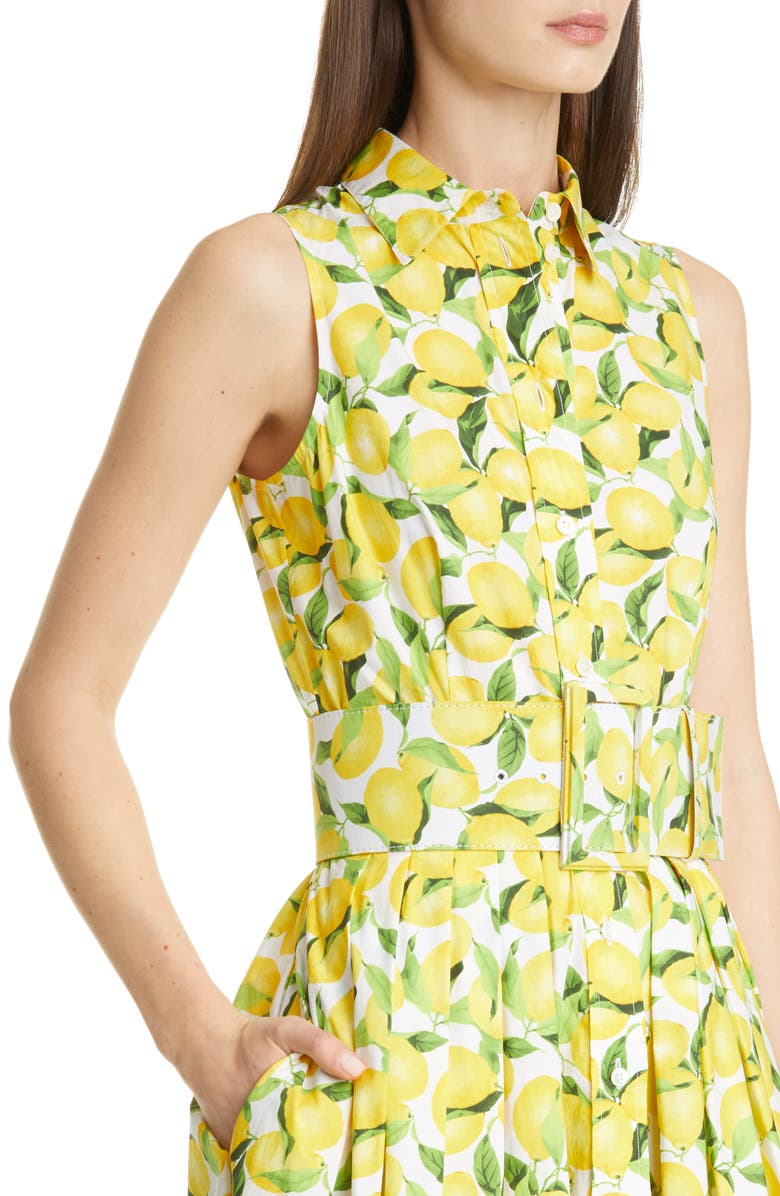 Michael Kors Collection Lemon Print Midi Shirtdress, Alternate, color, 