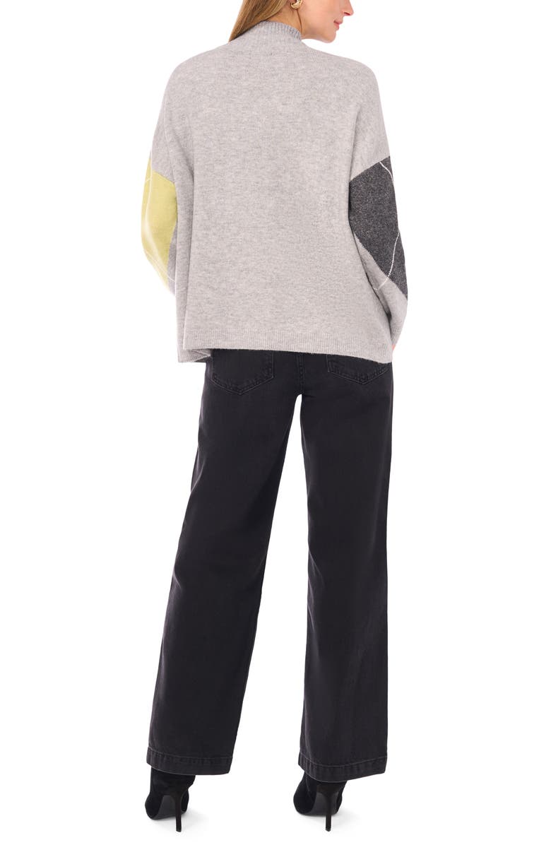 Halogen<sup>®</sup> Argyle Mock Neck Sweater, Alternate, color, Light Heather Grey