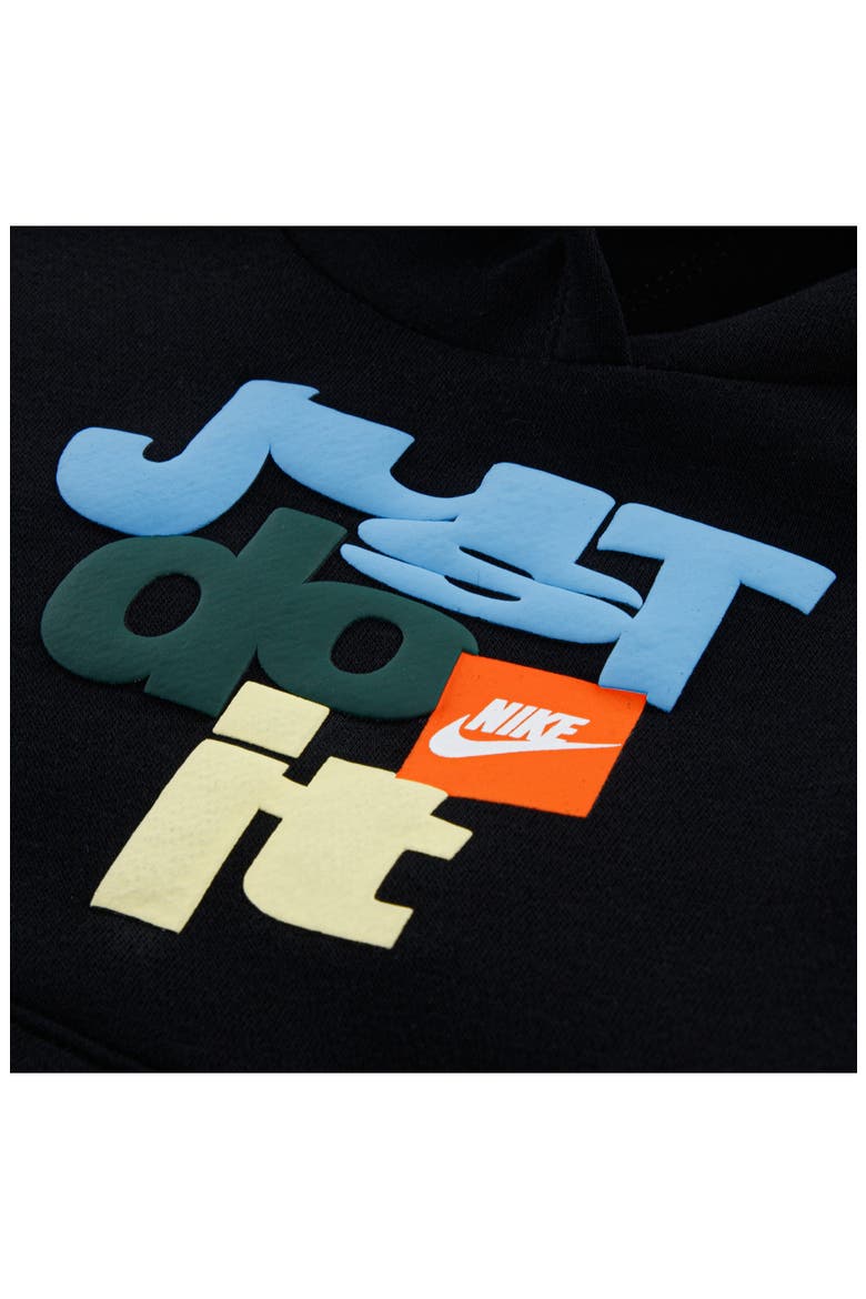 Kids' Graphic Fleece Hoodie, Alternate, color, BLACK