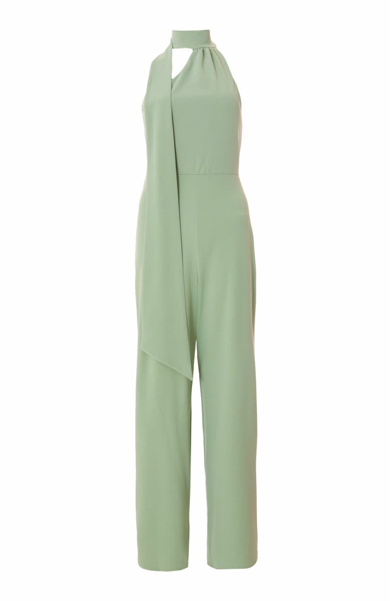 QUIZ Scuba Crepe Halter Neck Jumpsuit With Scarf Tie Detail, Alternate, color, 