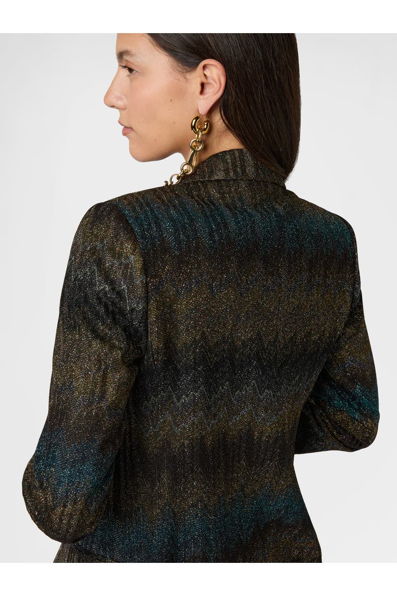 Slim Blazer In Viscose Lamé Snake Motif, Alternate, color, Blue