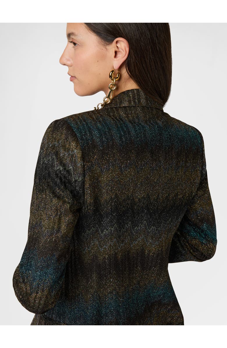 Missoni Slim Blazer In Viscose Lamé Snake Motif, Alternate, color, Blue