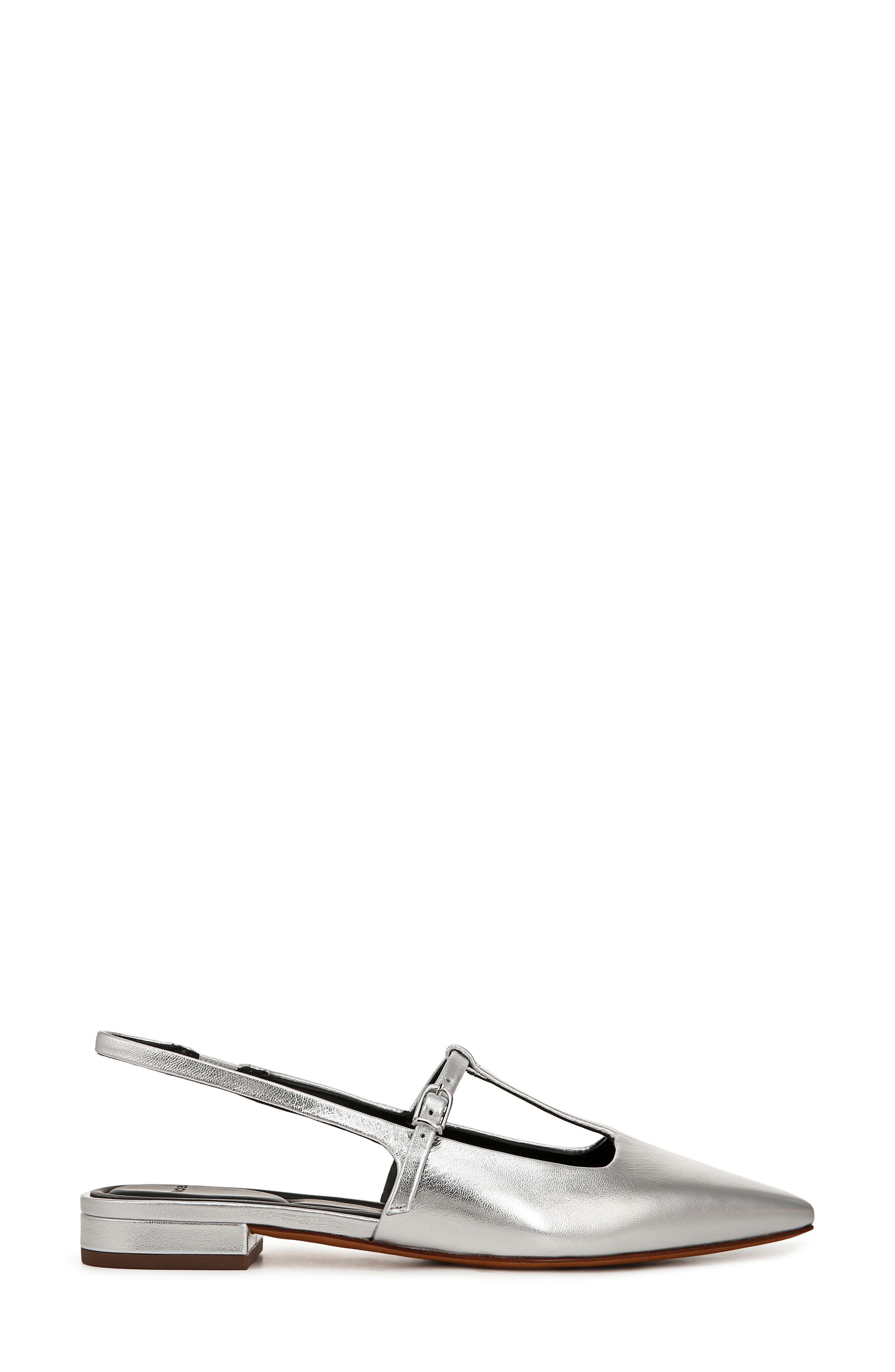 Vince Iliana Slingback Pointed Toe Flat, Alternate, color, Silver